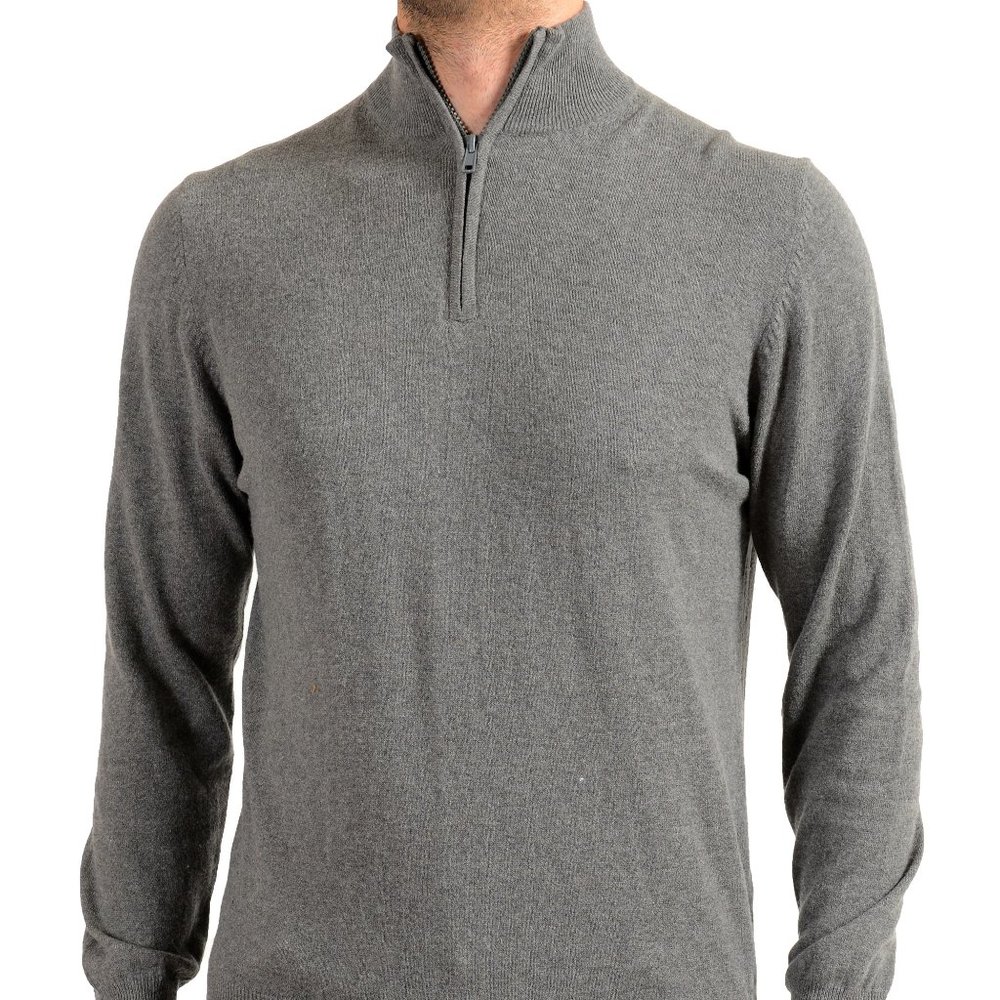 Pierre Balmain Men's Gray Wool Cashmere 1/3 Zip Pullover Sweater